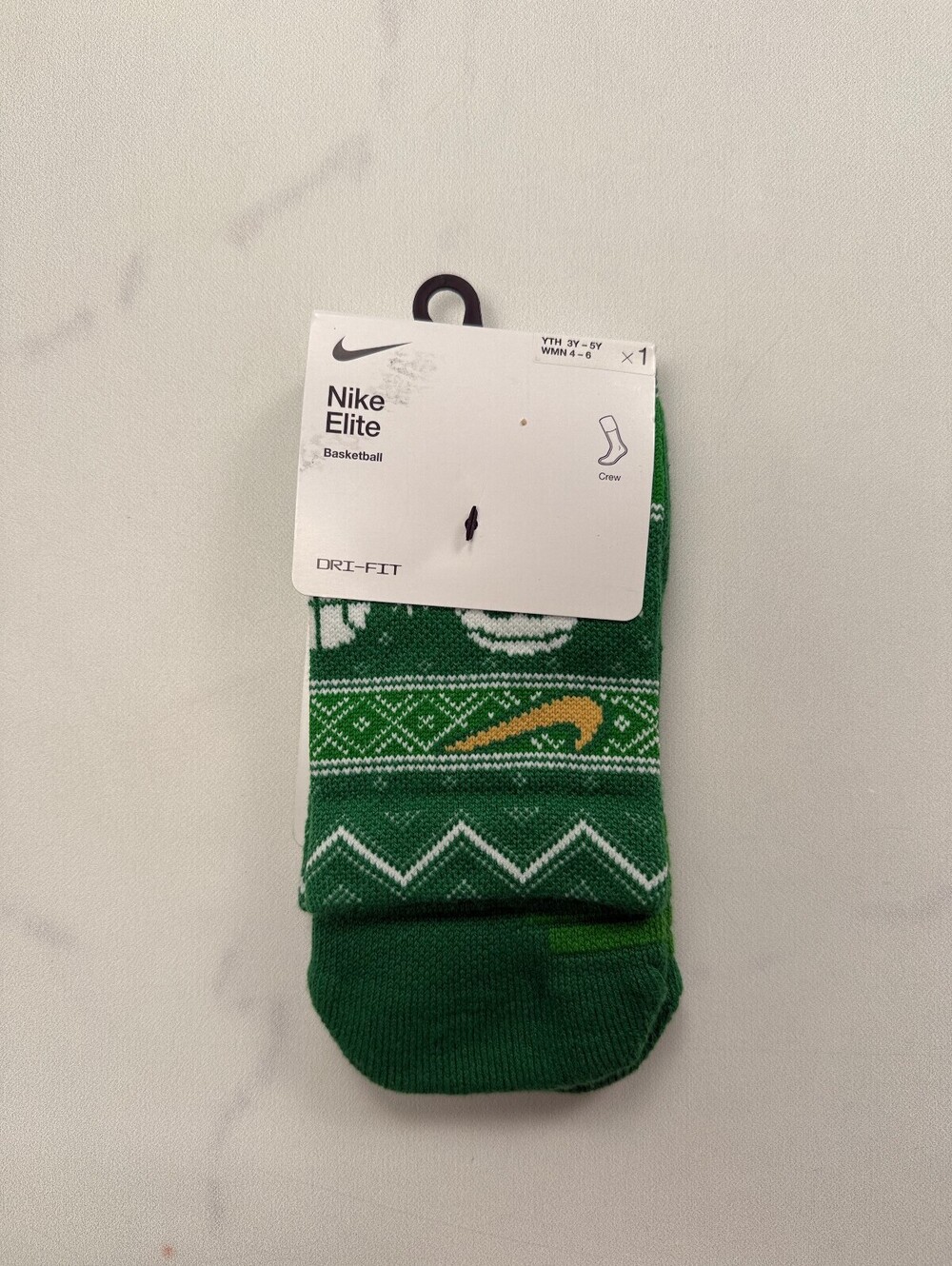 Nike Elite Socks Green Modern Classic Bold - S Women 4 - 6 Youth 3Y - 5Y